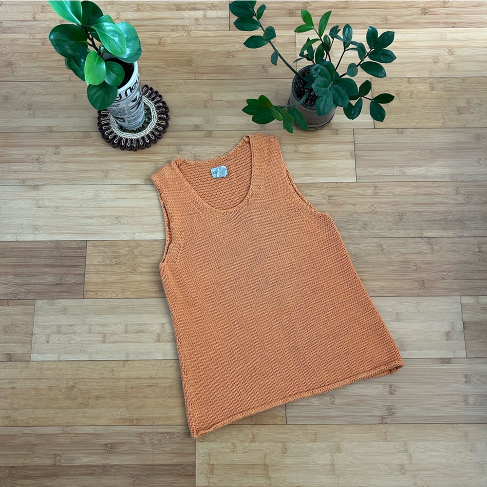Chico's Knit Sleeveless Tank in Warm Orange